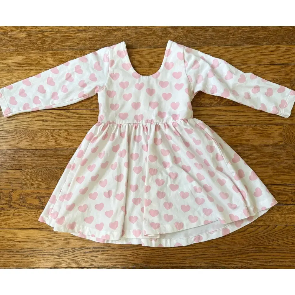 Monica + Andy Girls' Heart Print Skater Dress Size 3